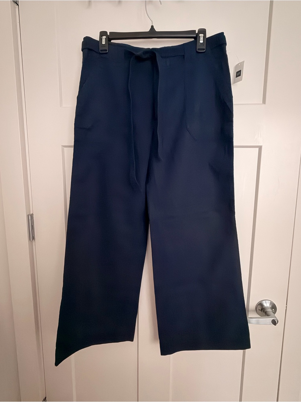 GAP Navy Wide-Leg Linen Blend Tie Waist Pants - Picture 8 of 8